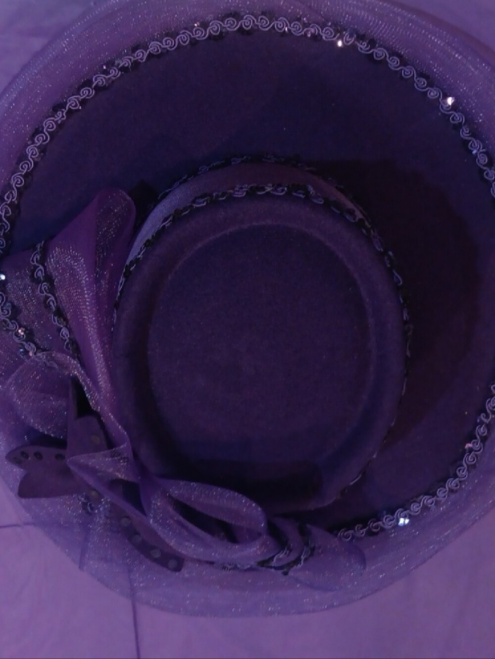 Elegant Purple Women's Dress Hat with Decorative Bow